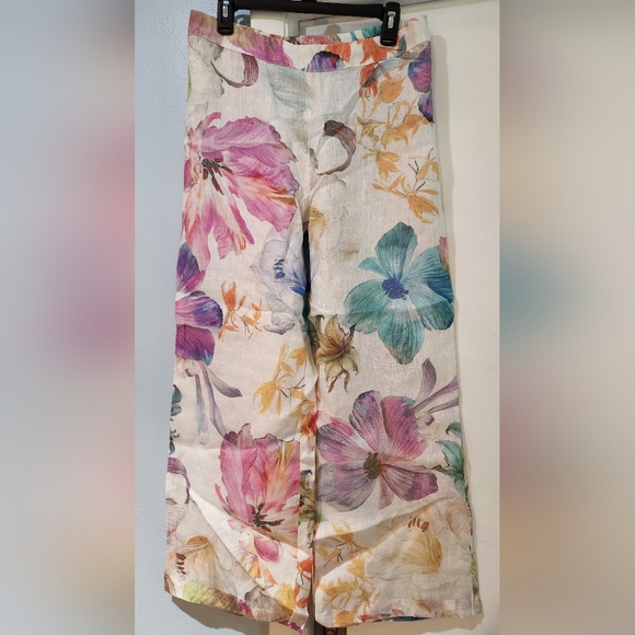 120% Lino Pants - Women's 120% Lino Floral Linen Pants, Size 48 (XL)